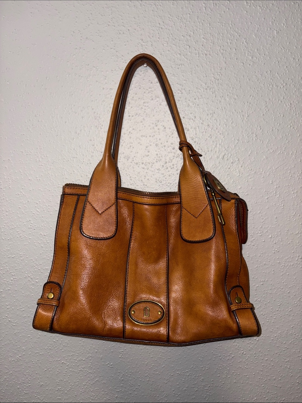 Fossil Cognac Tan Leather Shoulder Bag